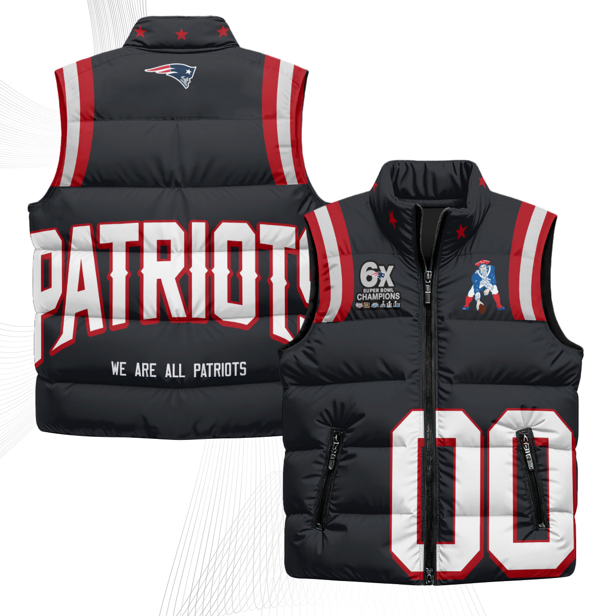 NE Rivalries Custom Puffer Vest - Printed