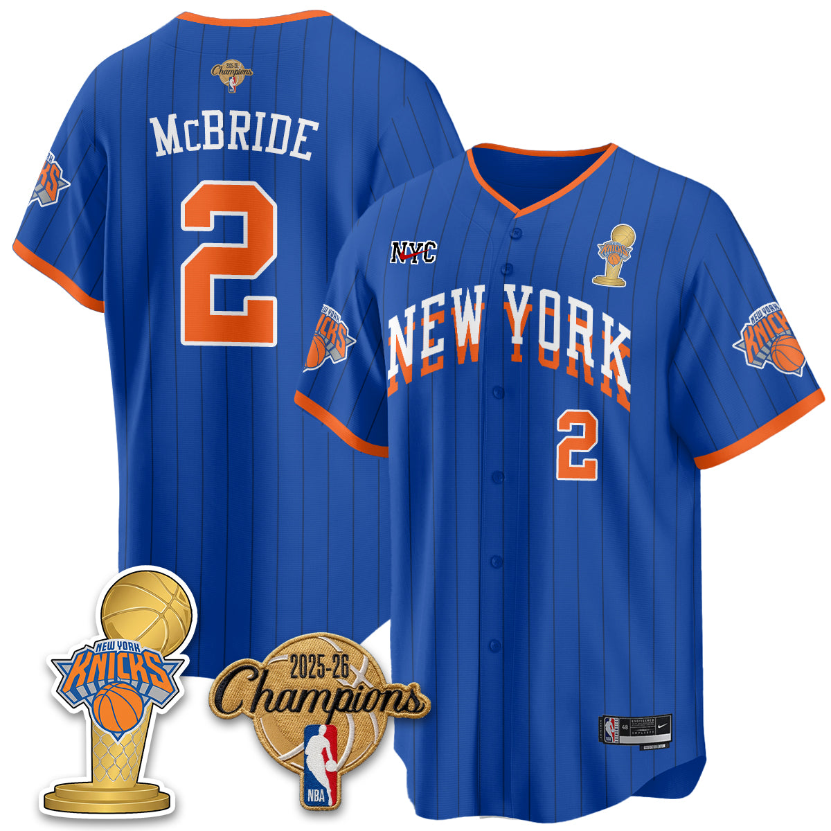 NYK 2026 NBA Champions Vapor Black Gold Jersey - Stitched