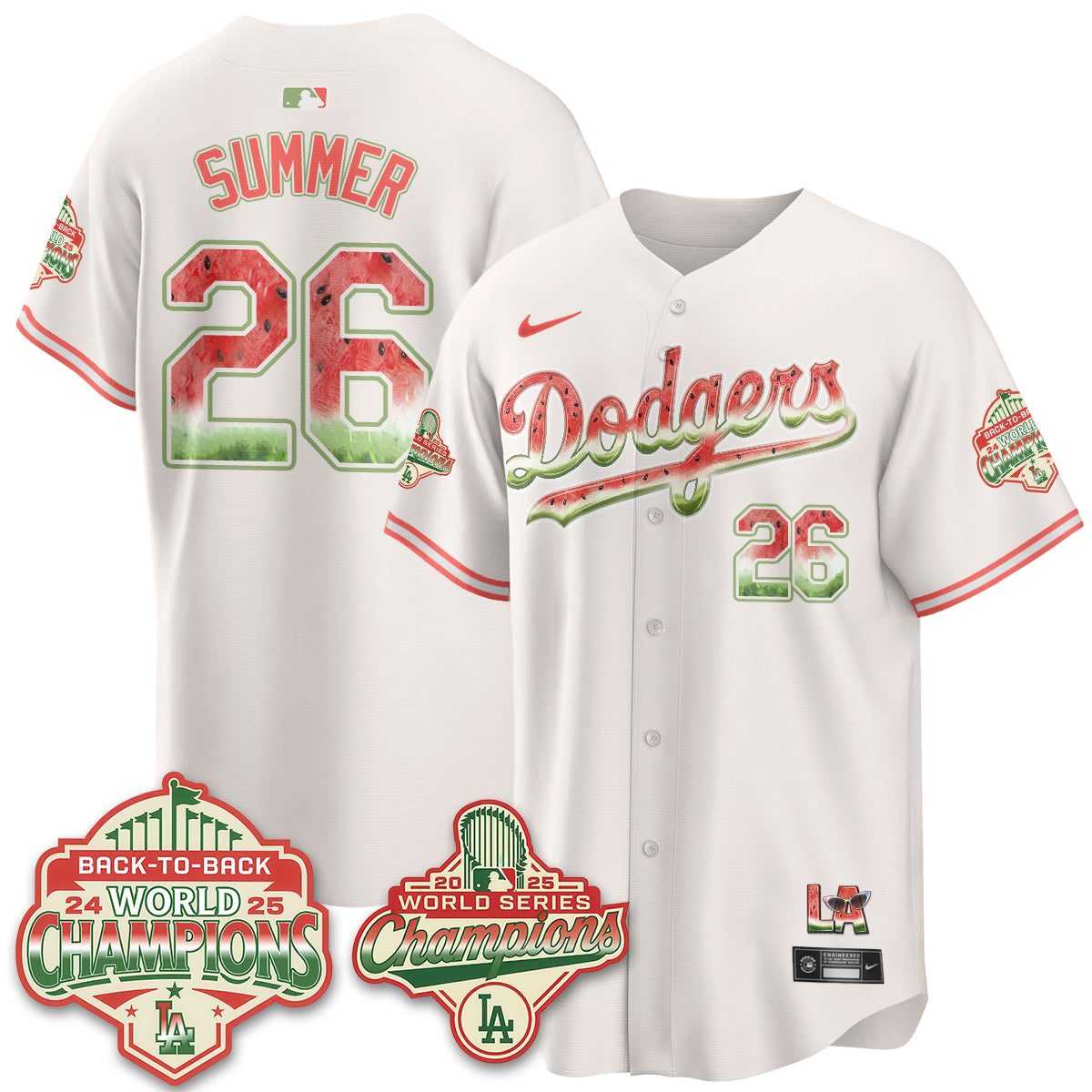 Los Angeles Dodgers National Watermelon Day Vapor Jersey - Stitched