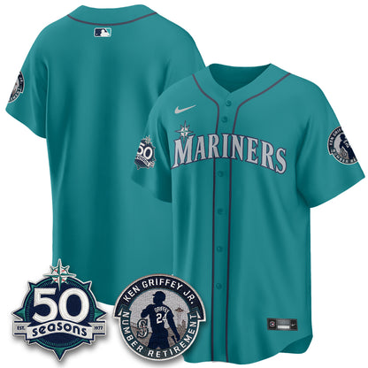 SEA Ken Griffey Jr. Patch Vapor Premier Limited Jersey - All Stitched