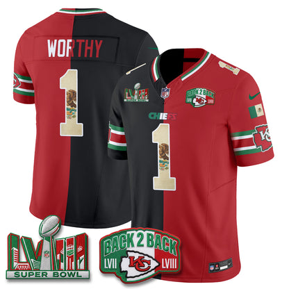 Kansas City Chiefs Mexico Split Edition Vapor Jersey - Stitched