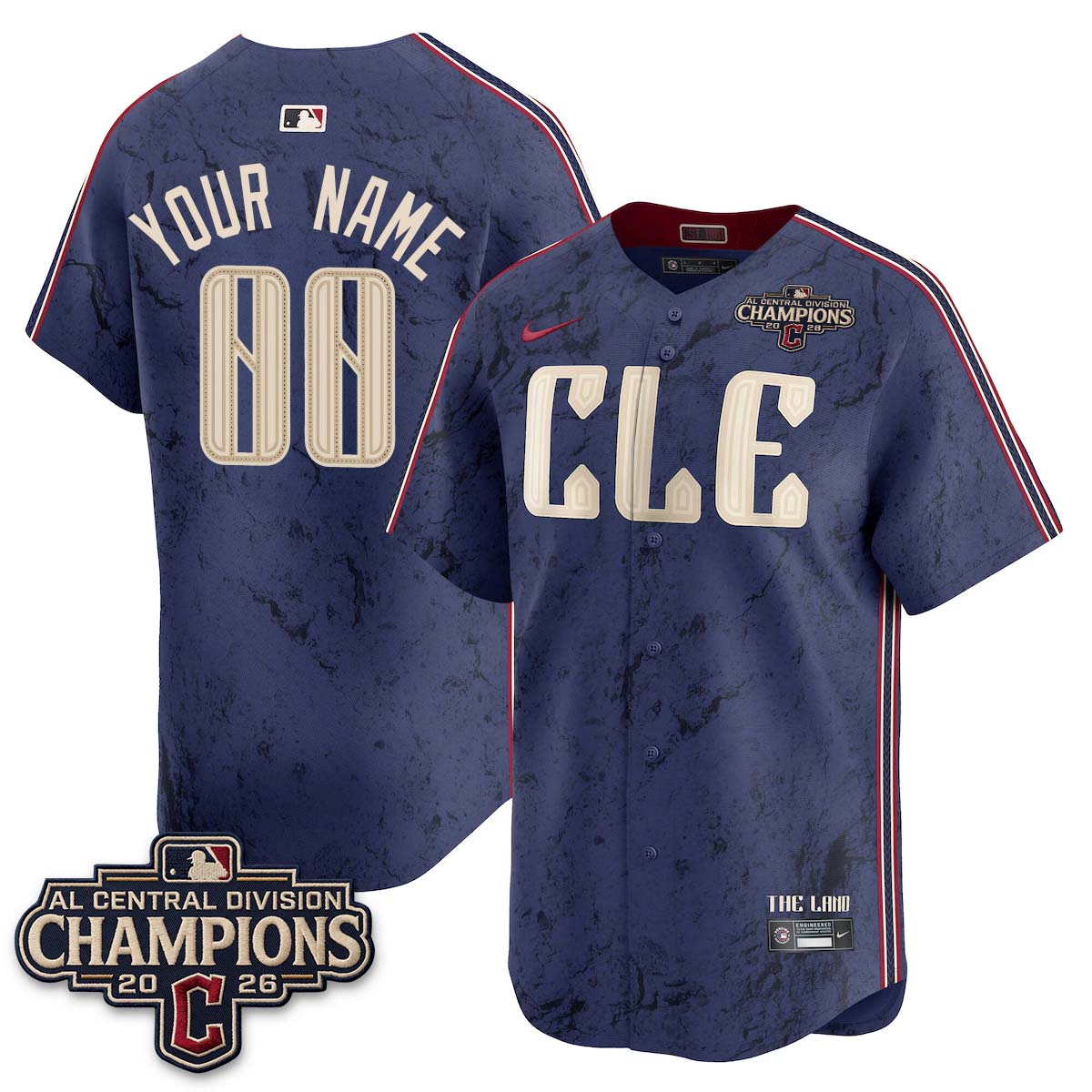 CLE 2026 AL Central Champs Vapor Custom Jersey - Stitched