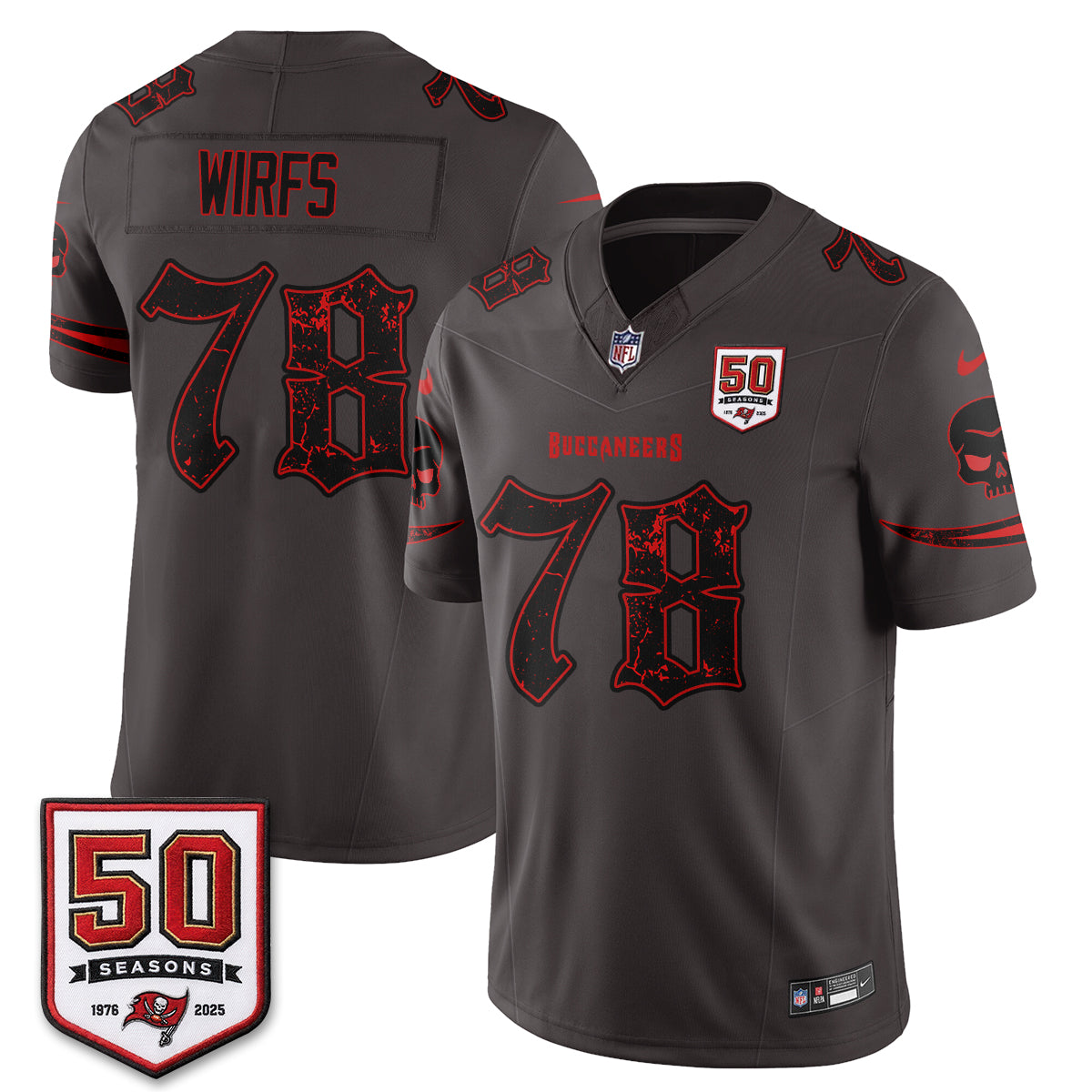 TB Skull 50 Seasons Edition Vapor Jersey - Stitched