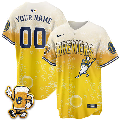 Milwaukee Brewers "Pitcher & Pint" Edition Vapor Custom Jersey V2 - Stitched