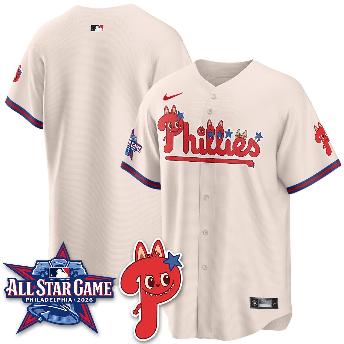 Philadelphia Phillies Fanged Rabbit Doll  Vapor Limited Jersey - Stitched
