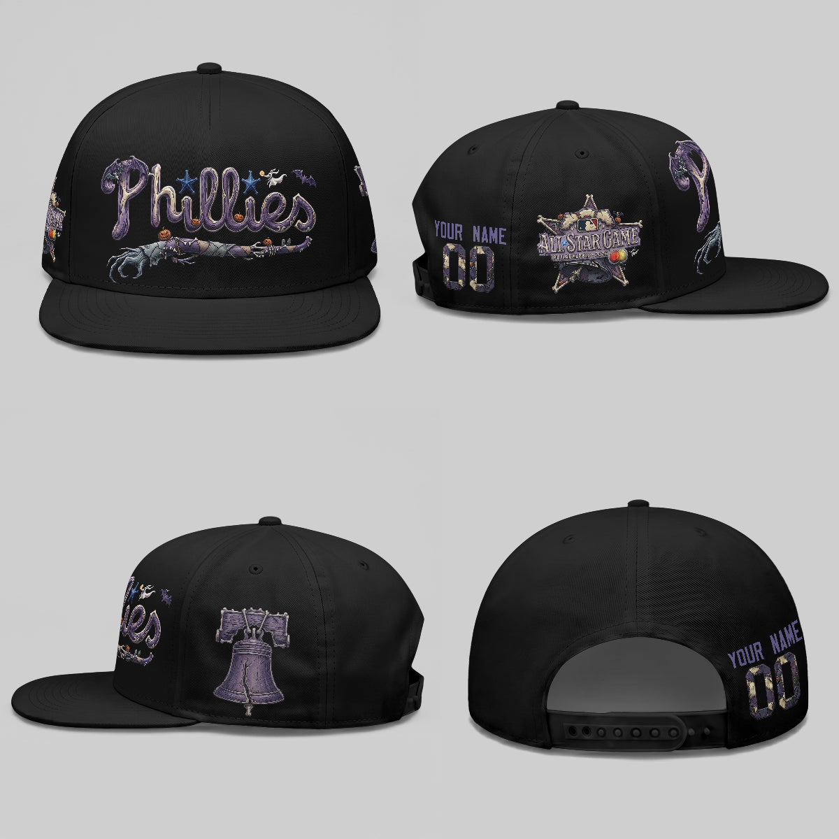 Philadelphia Phillies Nightmare Snapback Personalized Cap - Printed
