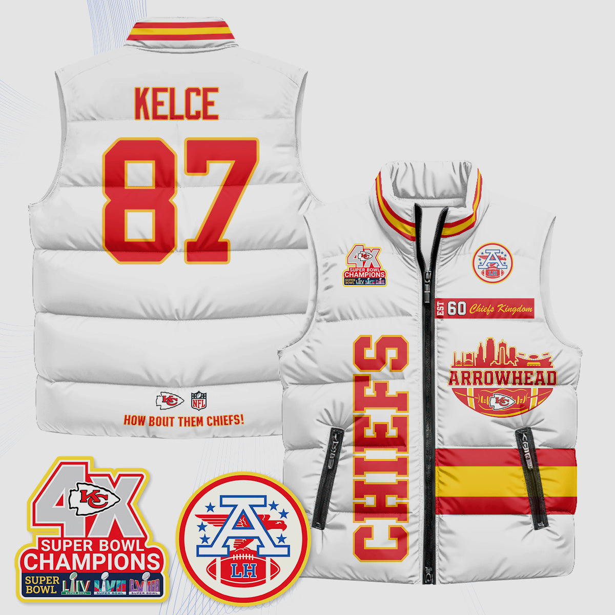 KC Arrowhead Puffer Vest - Printed