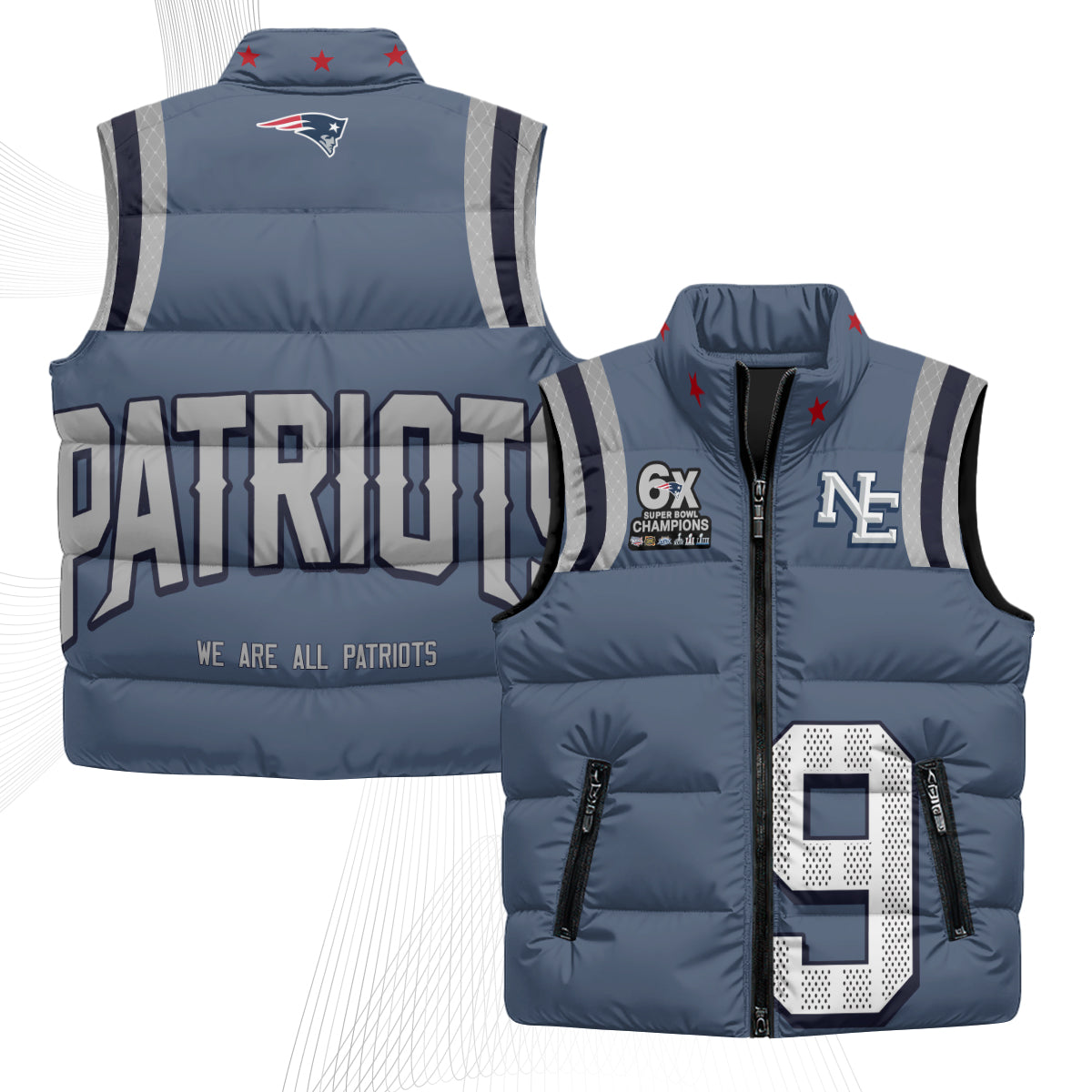 NE Rivalries Puffer Vest - Printed