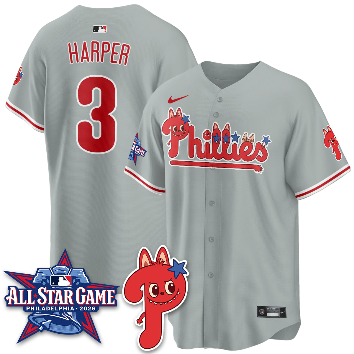 Philadelphia Phillies Fanged Rabbit Doll  Vapor Limited Jersey - Stitched