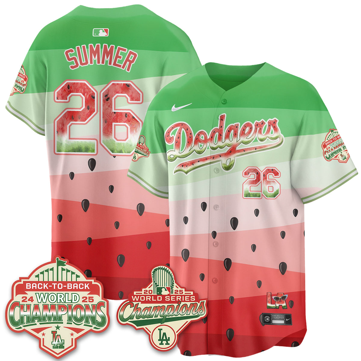Los Angeles Dodgers National Watermelon Day Vapor Jersey - Stitched