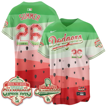 Los Angeles Dodgers National Watermelon Day Vapor Jersey - Stitched