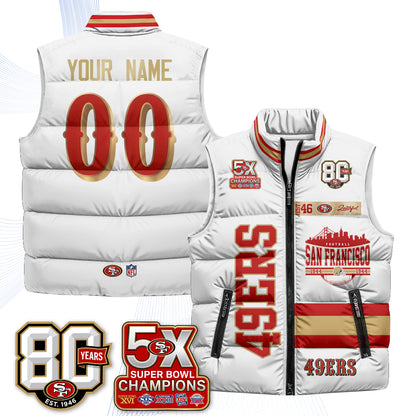 SF Faithful to The Bay Custom Puffer Vest - Printed