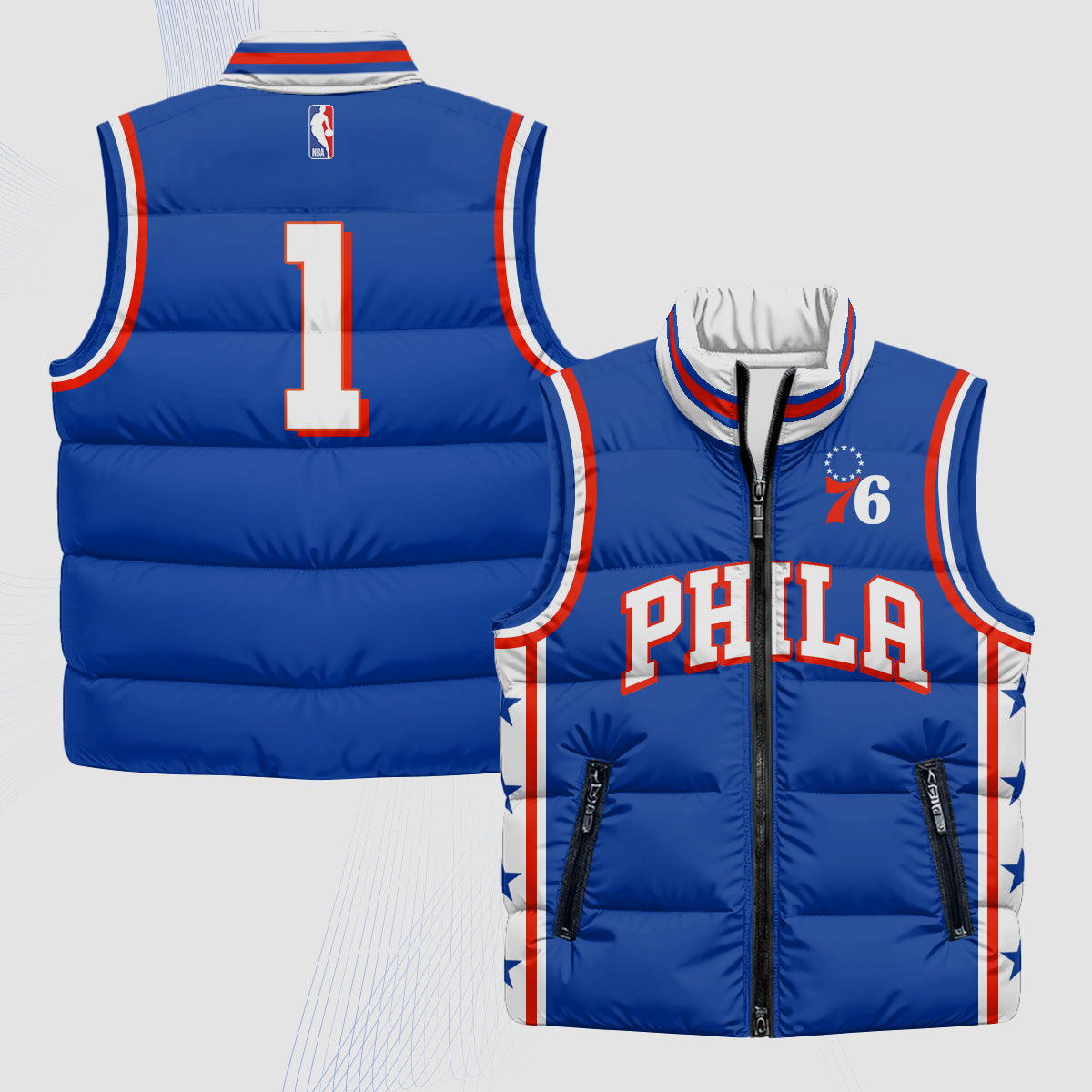 PHI Superteam 24th Season Patch Puffer Vest - Printed
