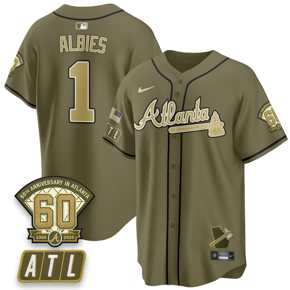 ATL New Era Olive 2026 Armed Forces Day Vapor Limited Jersey - All Stitched