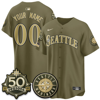 SEA New Era Olive 2026 Armed Forces Day Custom Jersey - All Stitched