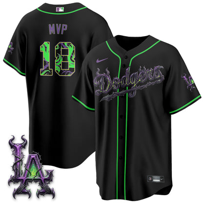 Los Angeles Dodgers Villains Halloween - Horned Queen Vapor Jersey- Stitched