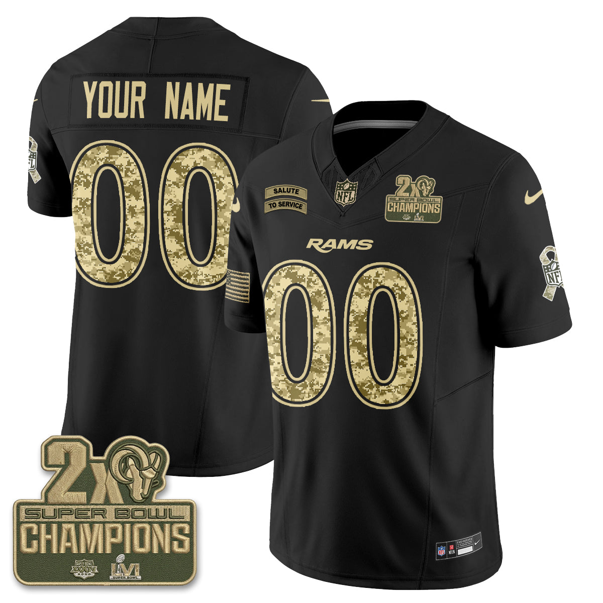 Los Angeles Rams 2026 Salute To Service Vapor Custom Jersey V2- Stitched