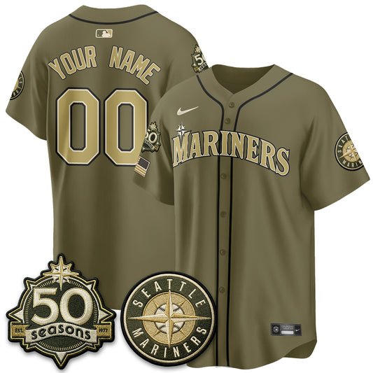SEA New Era Olive 2026 Armed Forces Day Custom Jersey - All Stitched
