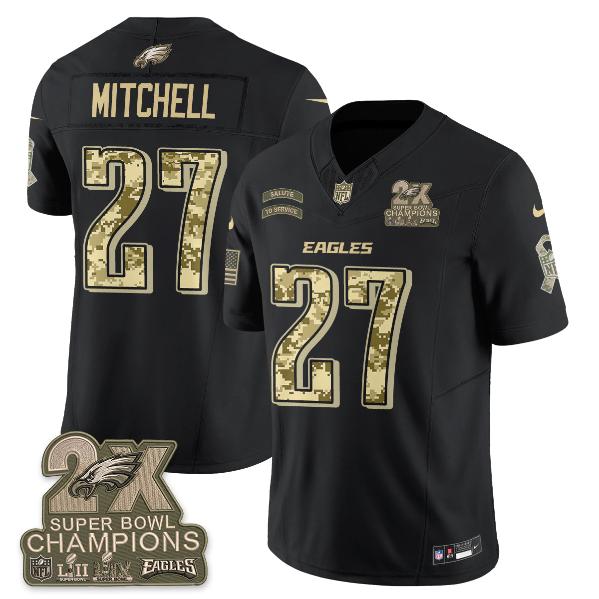 Philadelphia Eagles Salute to Service V2 Vapor Jersey - Stitched