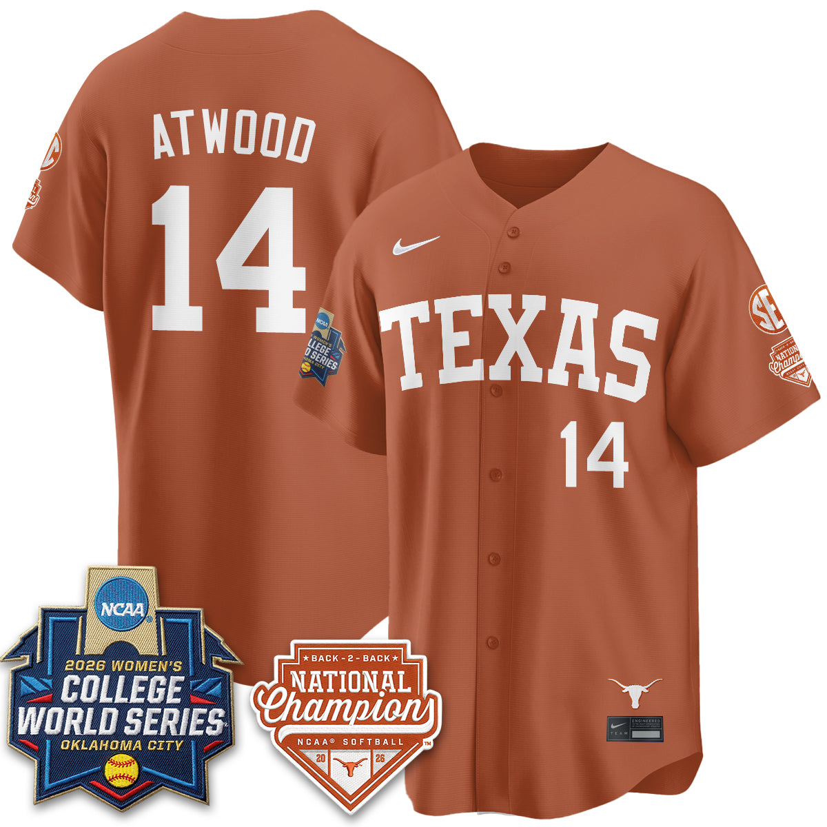 TEX Softball 2026 World Series (WCWS) Vapor Premier Limited Jersey - B2B Champs - Stitched