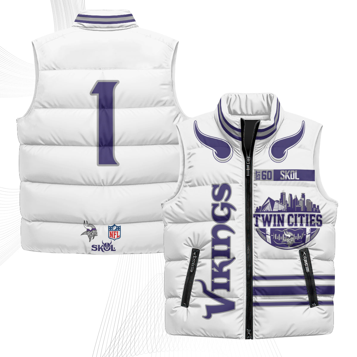 Minnesota Vikings Twin City Puffer Vest - Printed