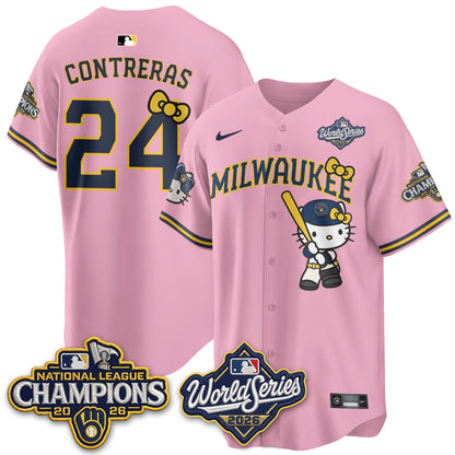 Milwaukee Brewers 2026 NL Champions x Meow KT Vapor Jersey - Stitched