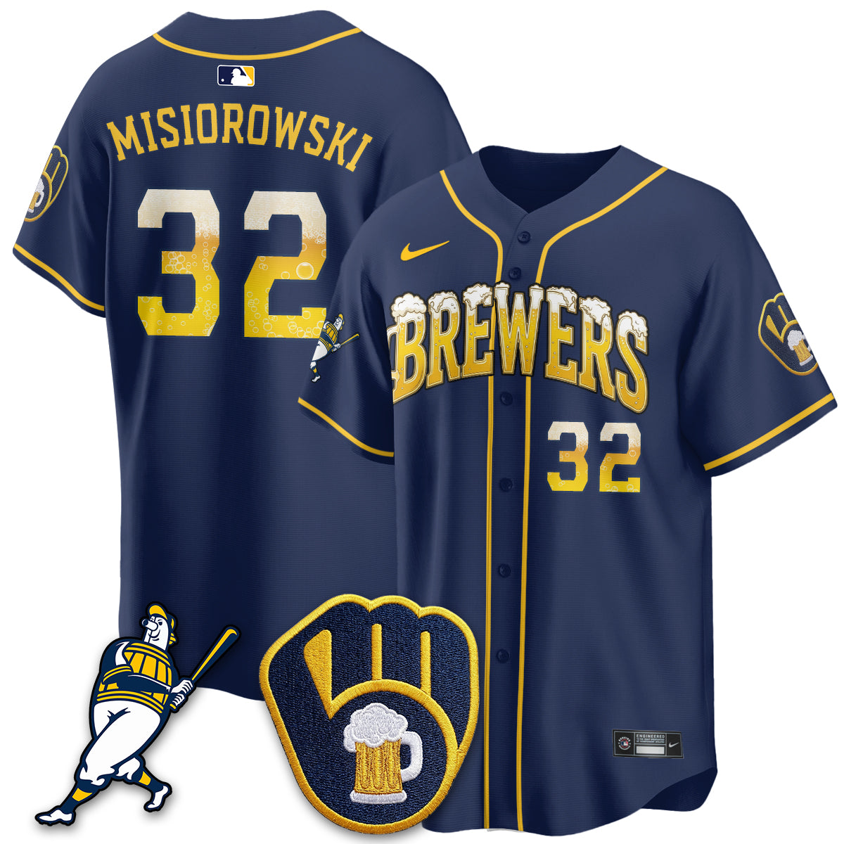 Milwaukee Brewers "Pitcher & Pint" Edition Vapor Limited Jersey - Stitched