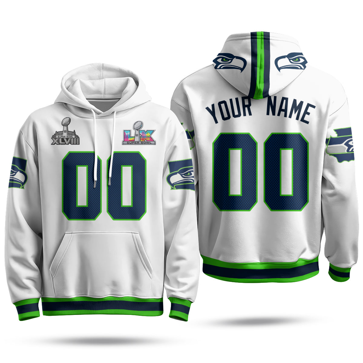Seattle Seahawks S.Bowl Champs Custom Hoodie - Stitched