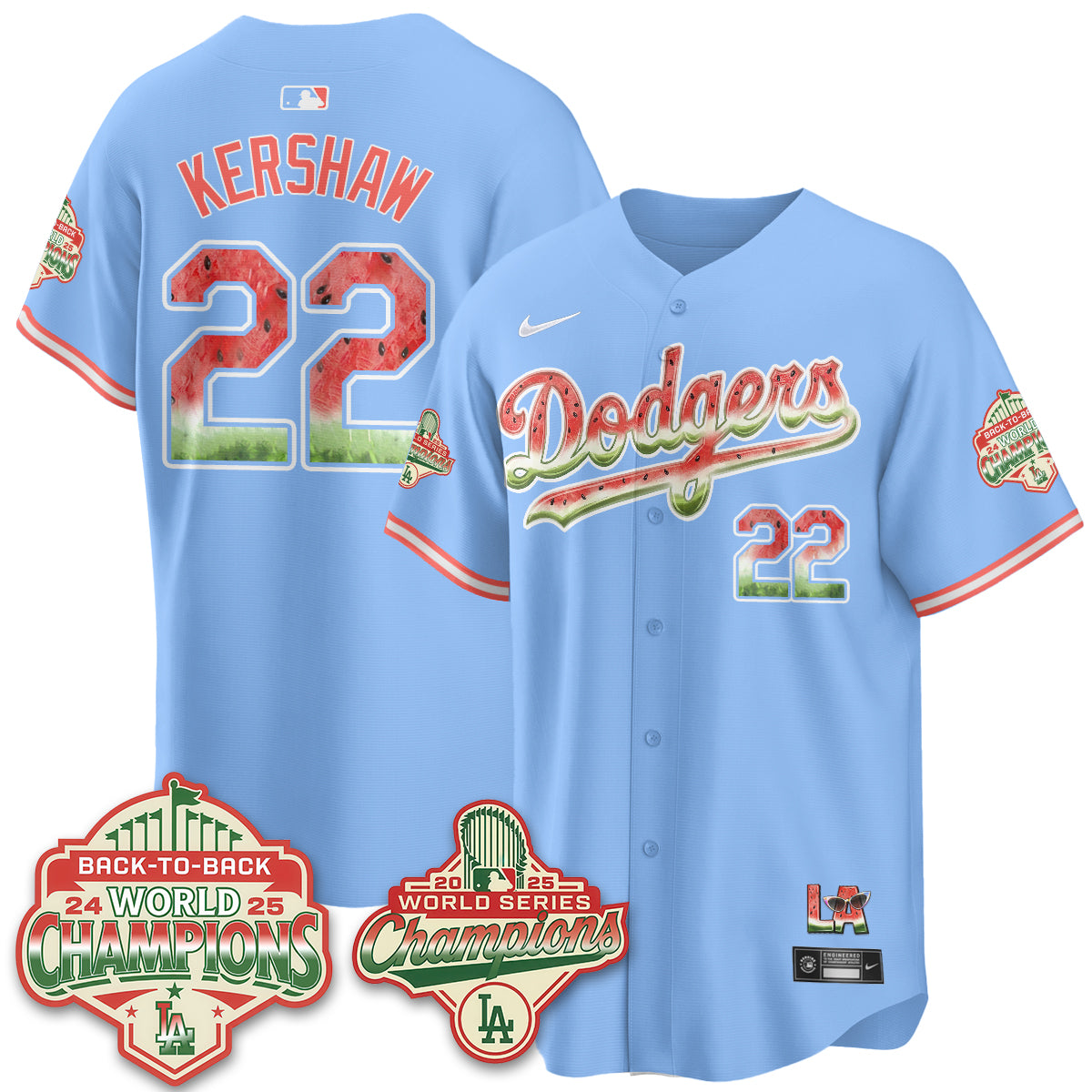 Los Angeles Dodgers National Watermelon Day Vapor Jersey - Stitched