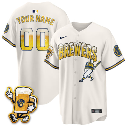 Milwaukee Brewers "Pitcher & Pint" Edition Vapor Custom Jersey V2 - Stitched