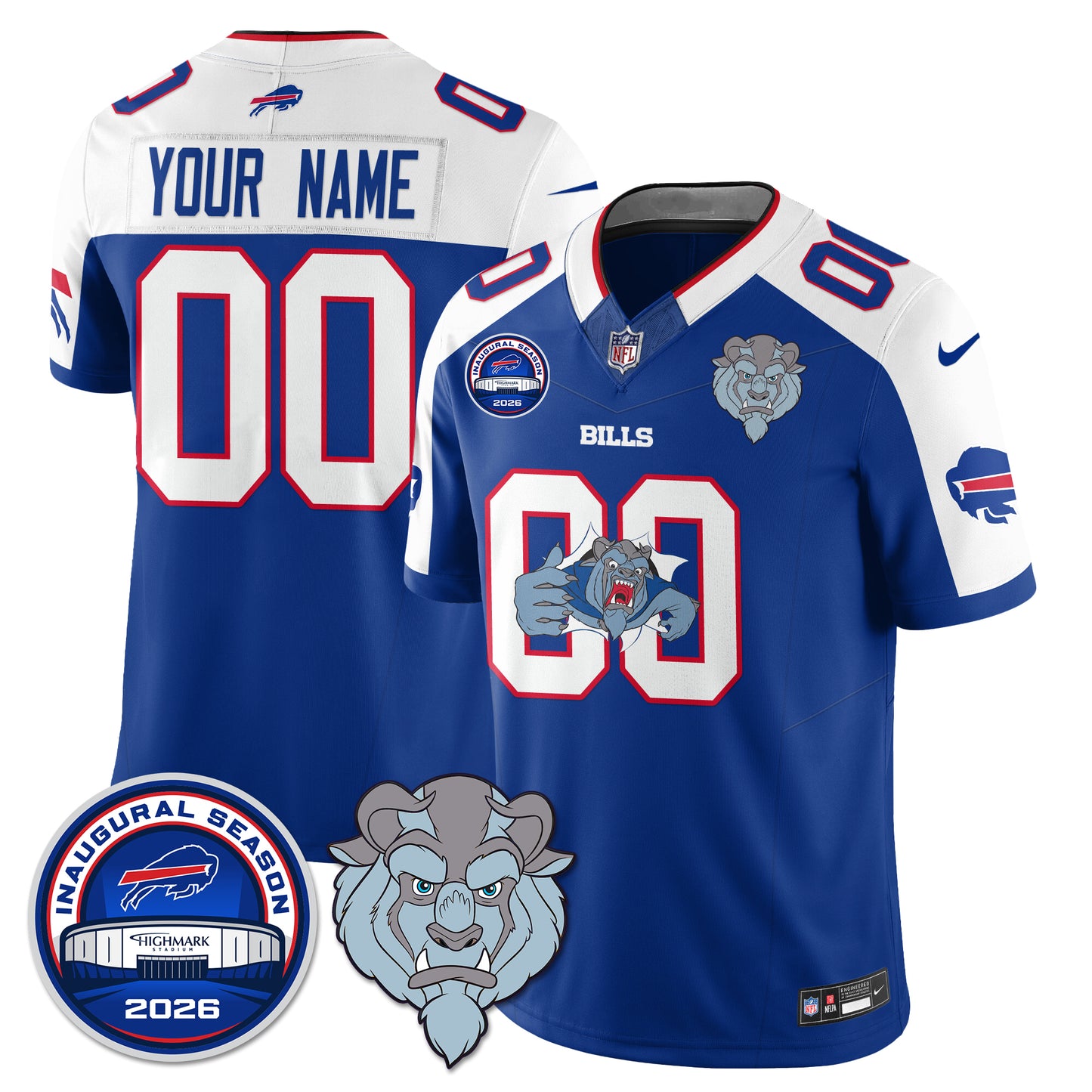 Buffalo Bills x Hairy Blue Beast Edition Vapor Custom Jersey - Stitched