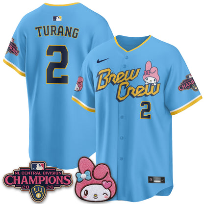 Milwaukee Brewers NL Central Champs x Pink Sanrio Friend  Vapor Jersey - Stitched
