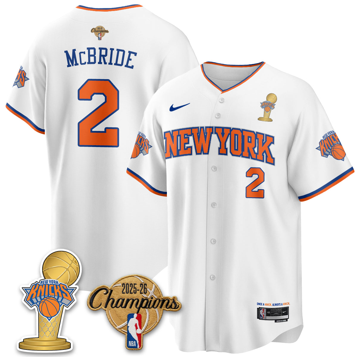 NYK 2026 NBA Champions Vapor Black Gold Jersey - Stitched