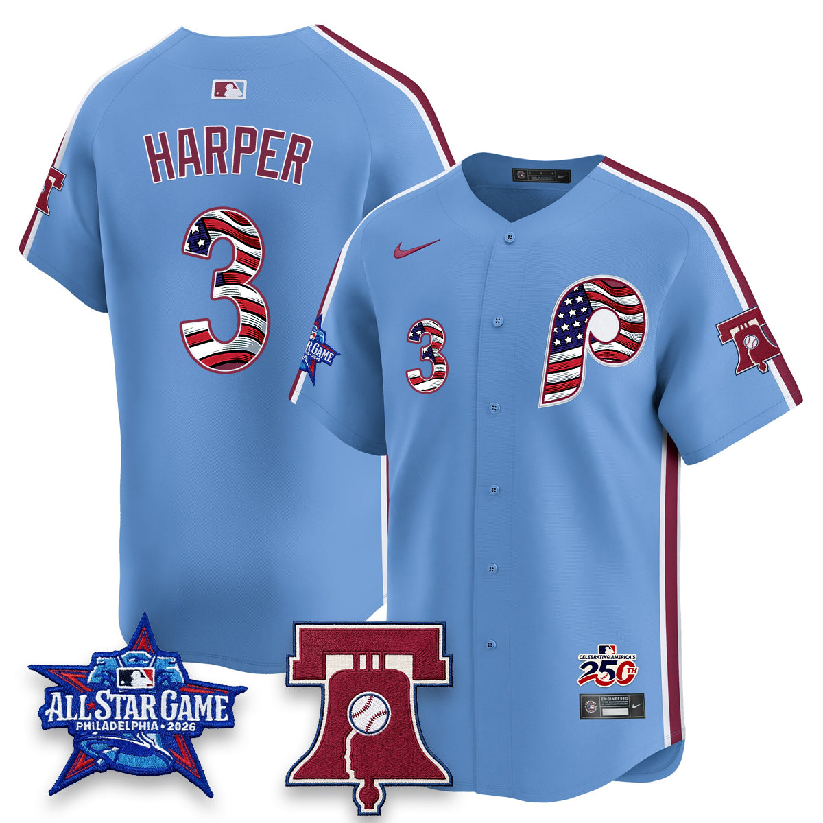 PHI 2026 Independence Day USA Vapor Limited Blue Jersey - Stitched