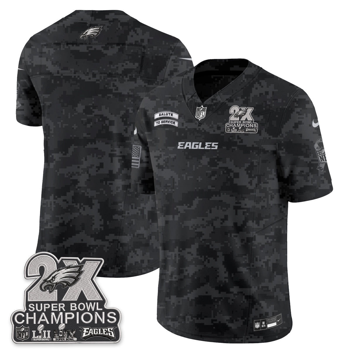 Philadelphia Eagles Salute to Service V2 Vapor Jersey - Stitched