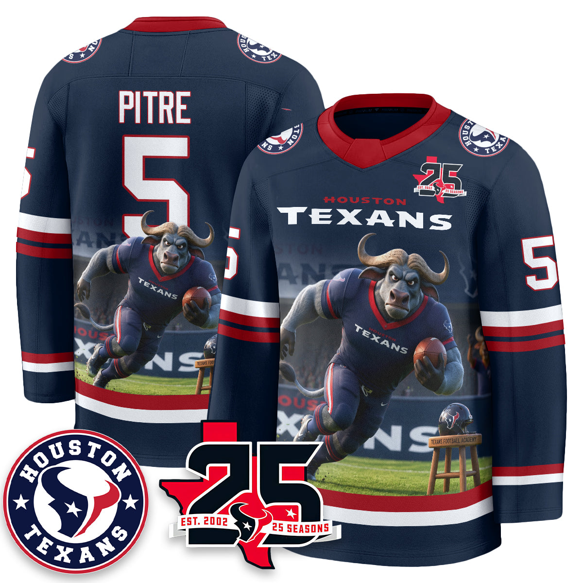 Houston Texans x Bull Chief Edition Hockey Jersey - Printed