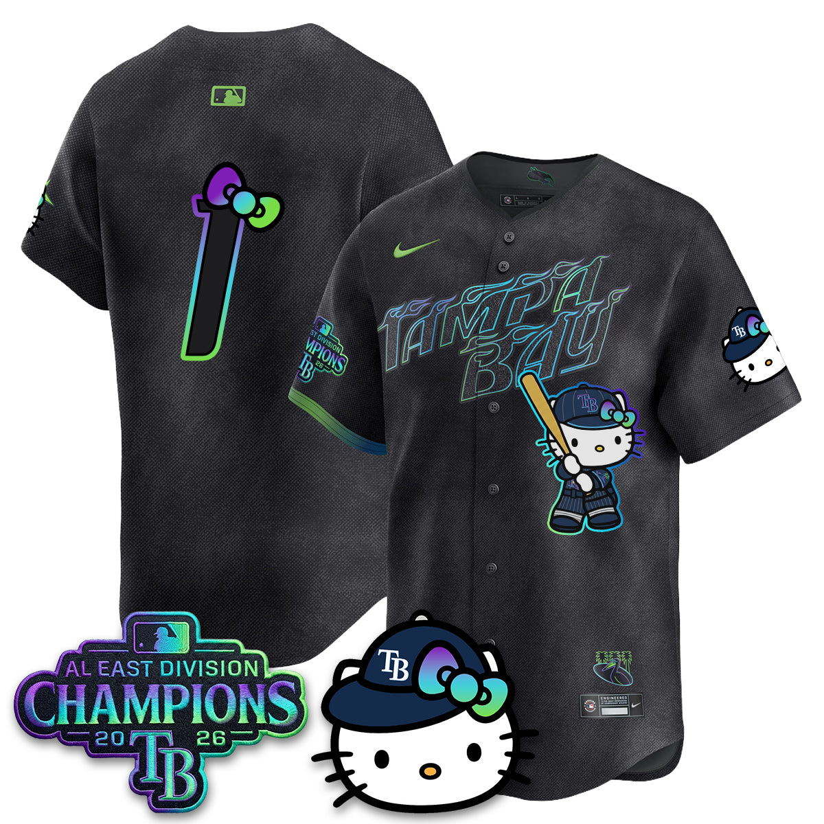 Tampa Bay Rays x Meow KT 2026 AL East Champs Vapor Jersey - Stitched