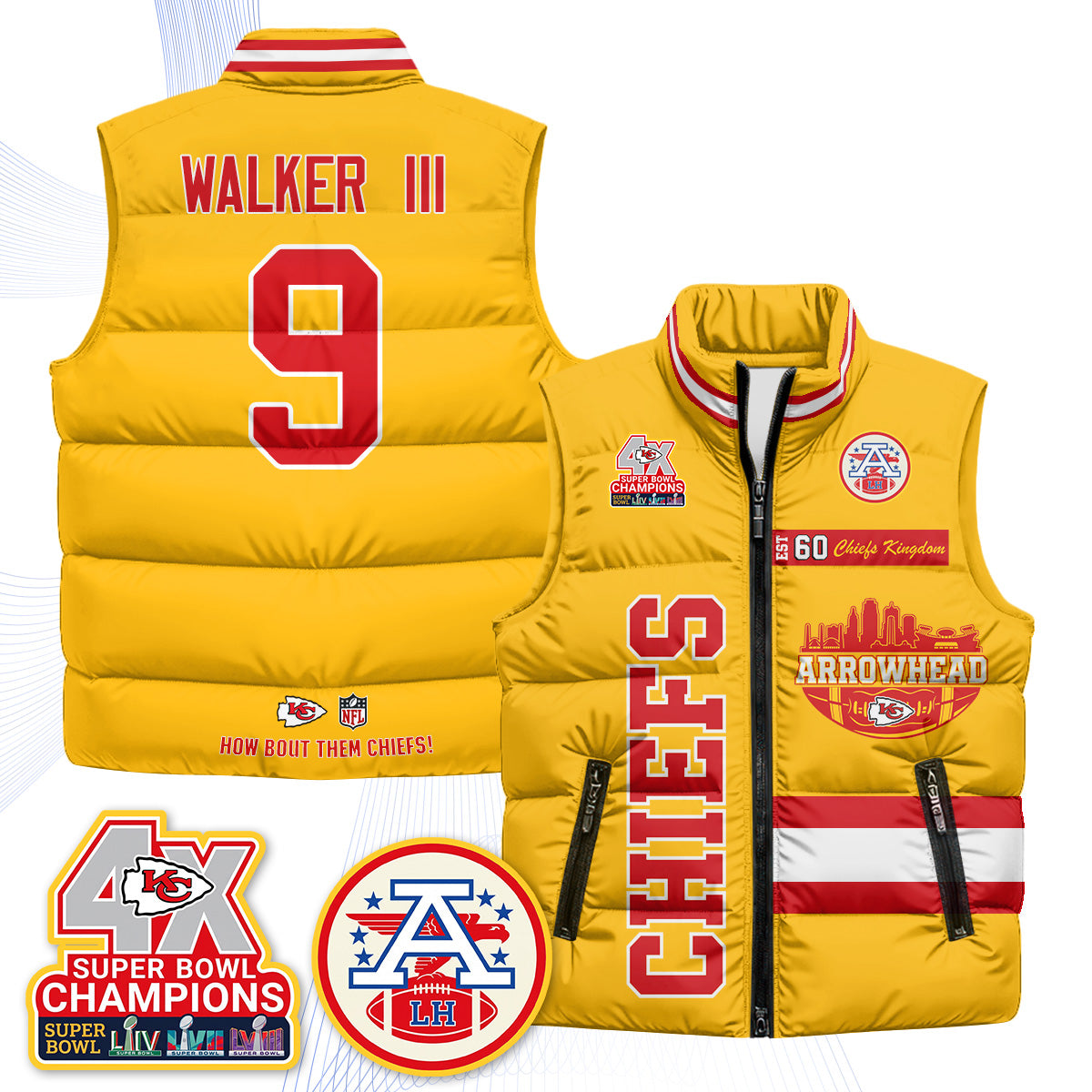 KC Arrowhead Puffer Vest - Printed