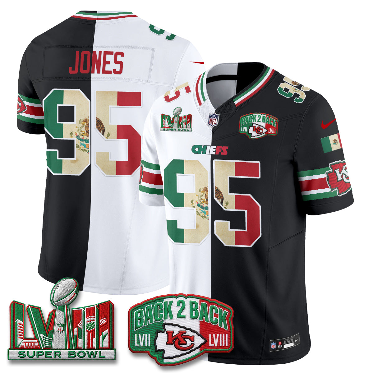 Kansas City Chiefs Mexico Split Edition Vapor Jersey - Stitched