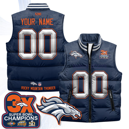 Denver Broncos Fan Gear Edition Unisex Custom Puffer Vest - Printed