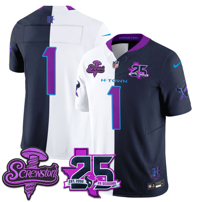 Houston Texans DJ Screw Split Vapor Jersey - Stitched