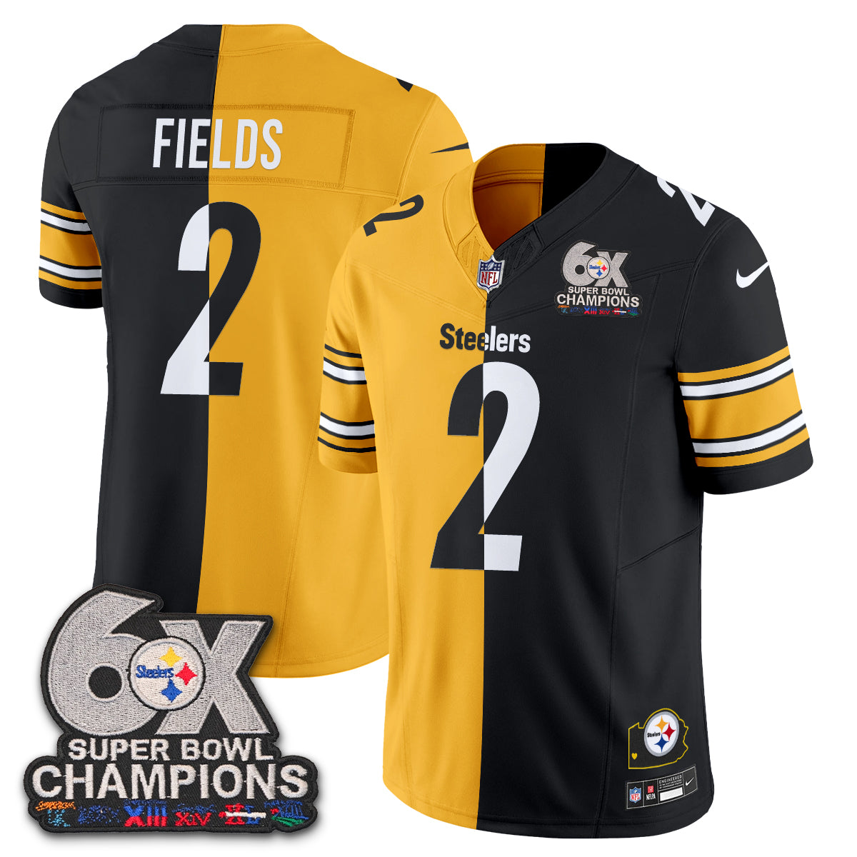 Pittsburgh Steelers 6x SBowl Split Edition Vapor Jersey - Stitched