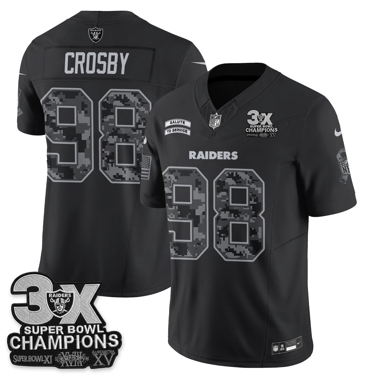 Las Vegas Raiders 2026 Salute to Service V2 Vapor Jersey - Stitched