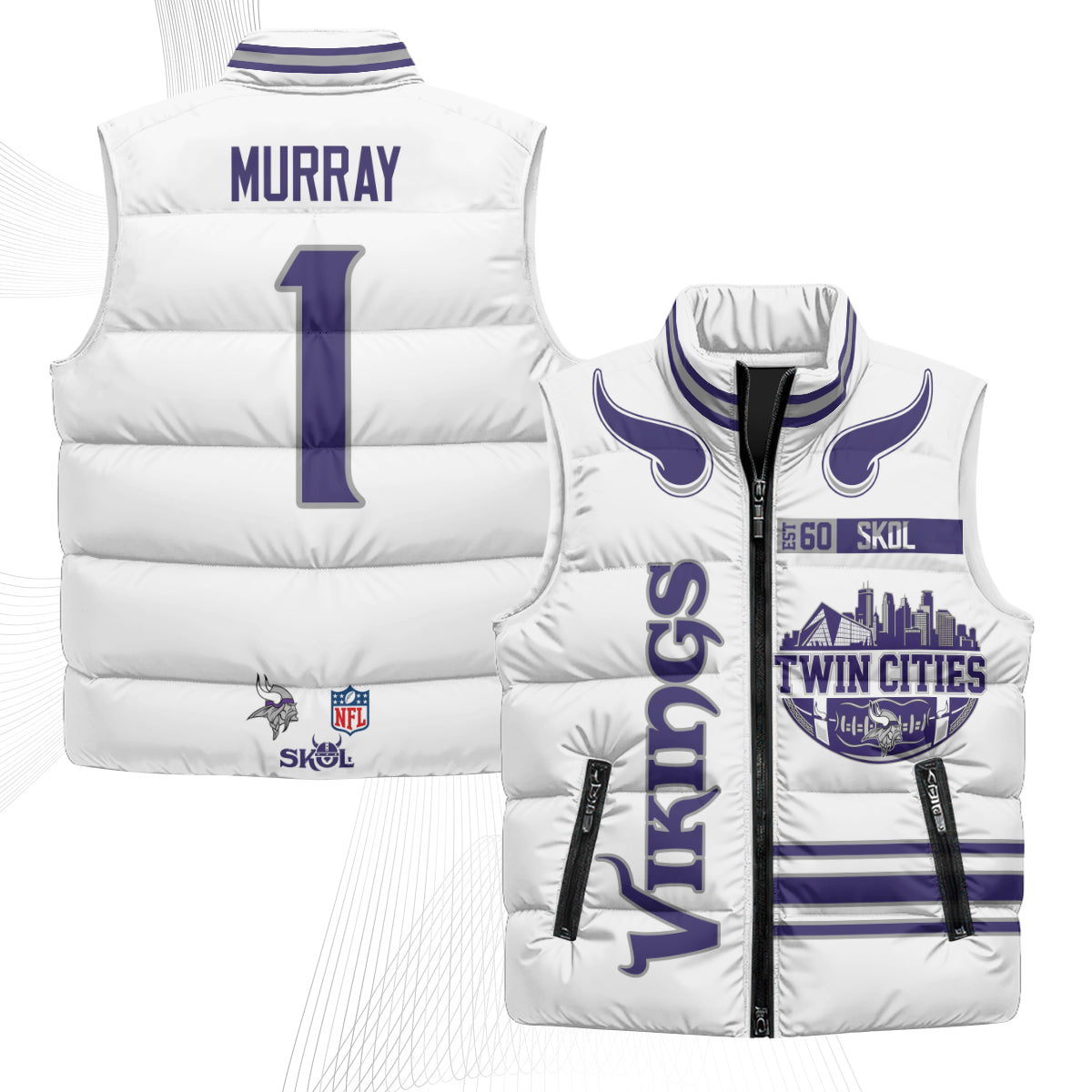 Minnesota Vikings Twin City Puffer Vest - Printed