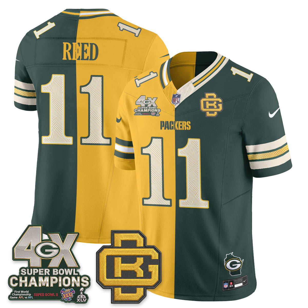 Green Bay Packers Rivalries Split Edition Vapor Jersey - Stitched