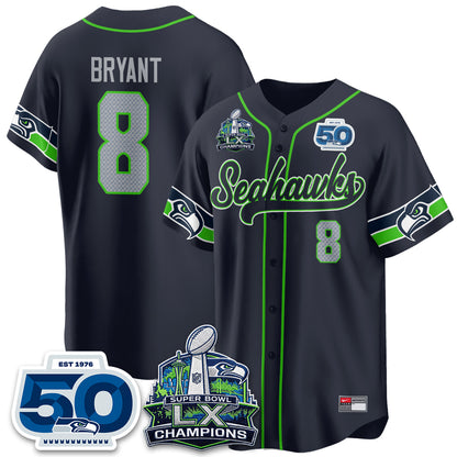 Seattle Seahawks SB LX Champs Vapor Baseball Jersey - Stitch