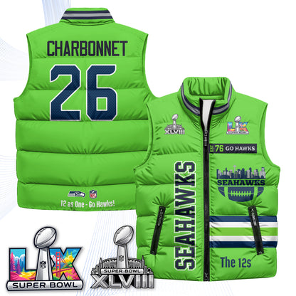Seattle Seahawks "Go Hawks" Edition Puffer Vest - Printed