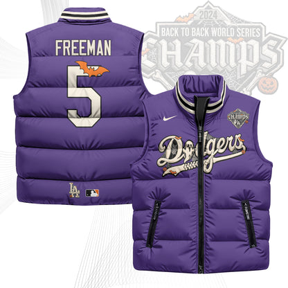 Los Angeles Dodgers Halloween 2026 Unisex Puffer Vest - Printed
