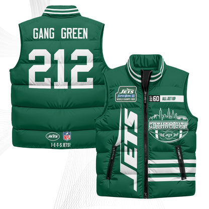 New York Jets Gotham City Puffer Vest - Printed