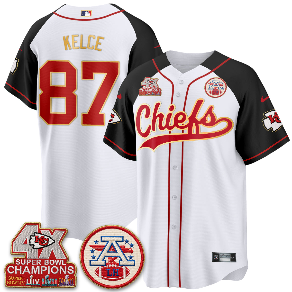 KC 4X Champs Gold Trim Edition Vapor Baseball Jersey - Stitched